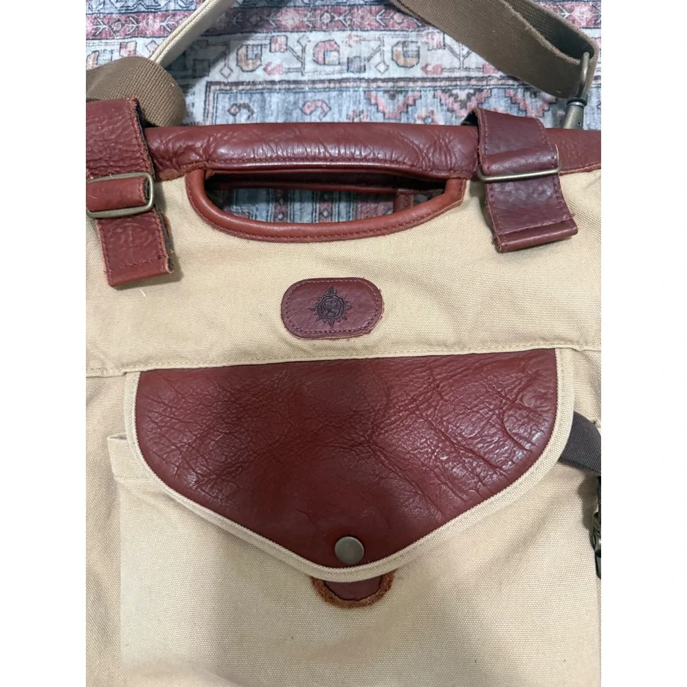 Buffalo Jackson Canvas Brown Leather Messenger Bag Crossbody Field Bag 19x14